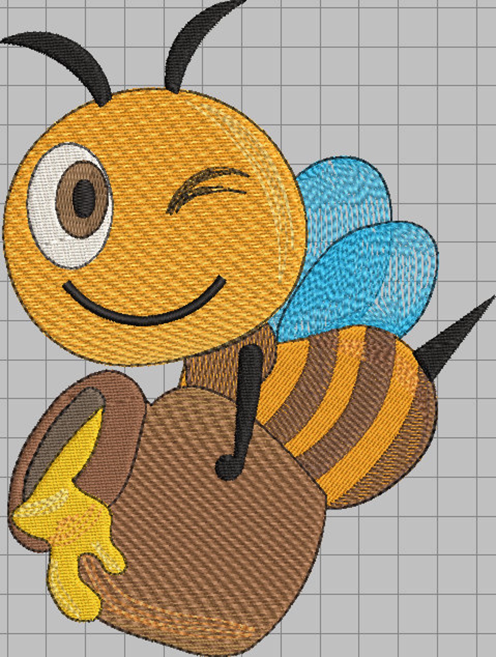Winking bee with jar full of honey  instant download  etsy uk