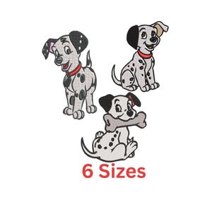 Diseño de bordado de descarga instantánea de 3 cachorros dálmatas
