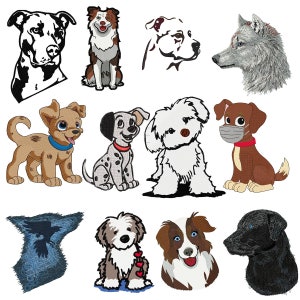 Pack of 15 dogs embroidery design