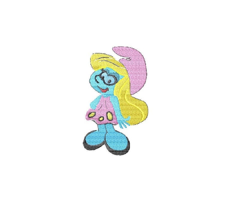 Create enchanting baby items with an adorable Smurfette embroidery design. Imagine the lovable blue character, meticulously stitched with cute details, perfect for adding charm to onesies, blankets, and other baby essentials.