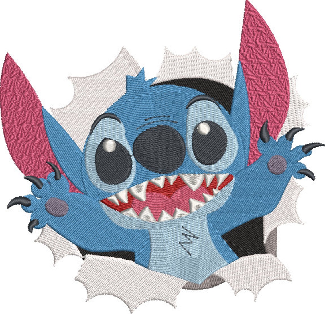 Stitch monster popping out of the scene / embroidery machine Etsy