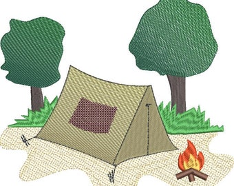 Camping in the Woods with Fire