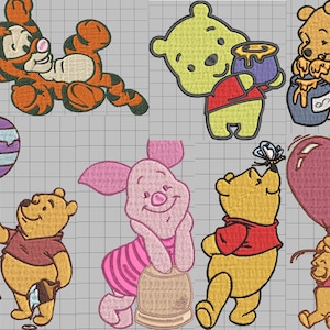 SET of seven Pooh embroidery designs