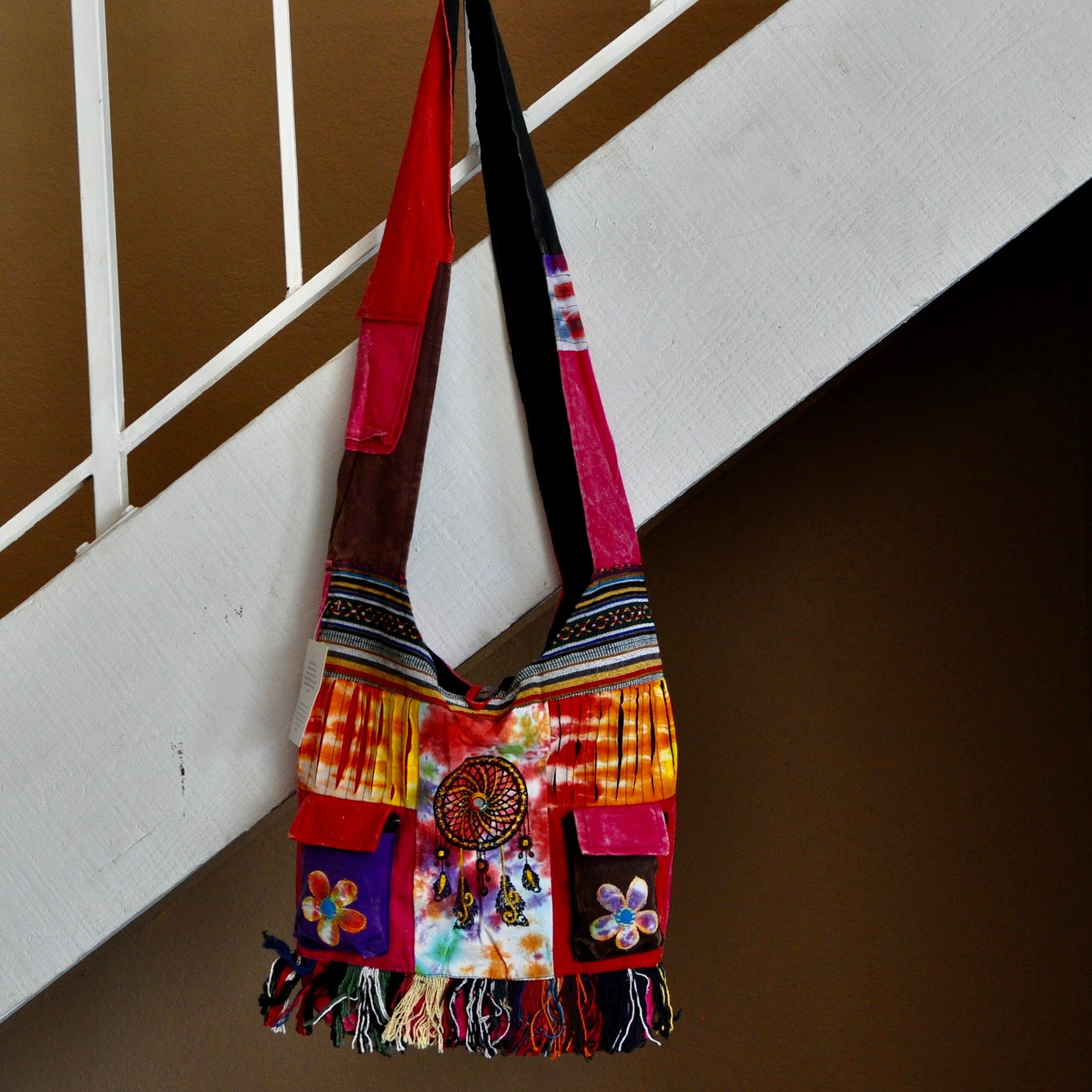 Minimalistische Umhängetasche Aus Denim - Mit Fransen, Used-Look, 27x27cm