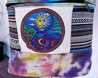 Sun moon motif satchel