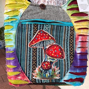 Mushroom in forest crossbody bag, Hippie satchel