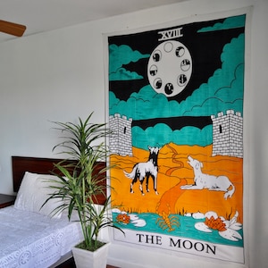 Tarocchi Card Arazzo La Luna Arazzo Boho Yoga Muro Sospeso Parete Decor Tovaglia Letto Spread Lenzuolo