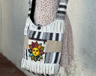 Bo Ho Sun crossbody bag,sun book bag,sun hippie bag