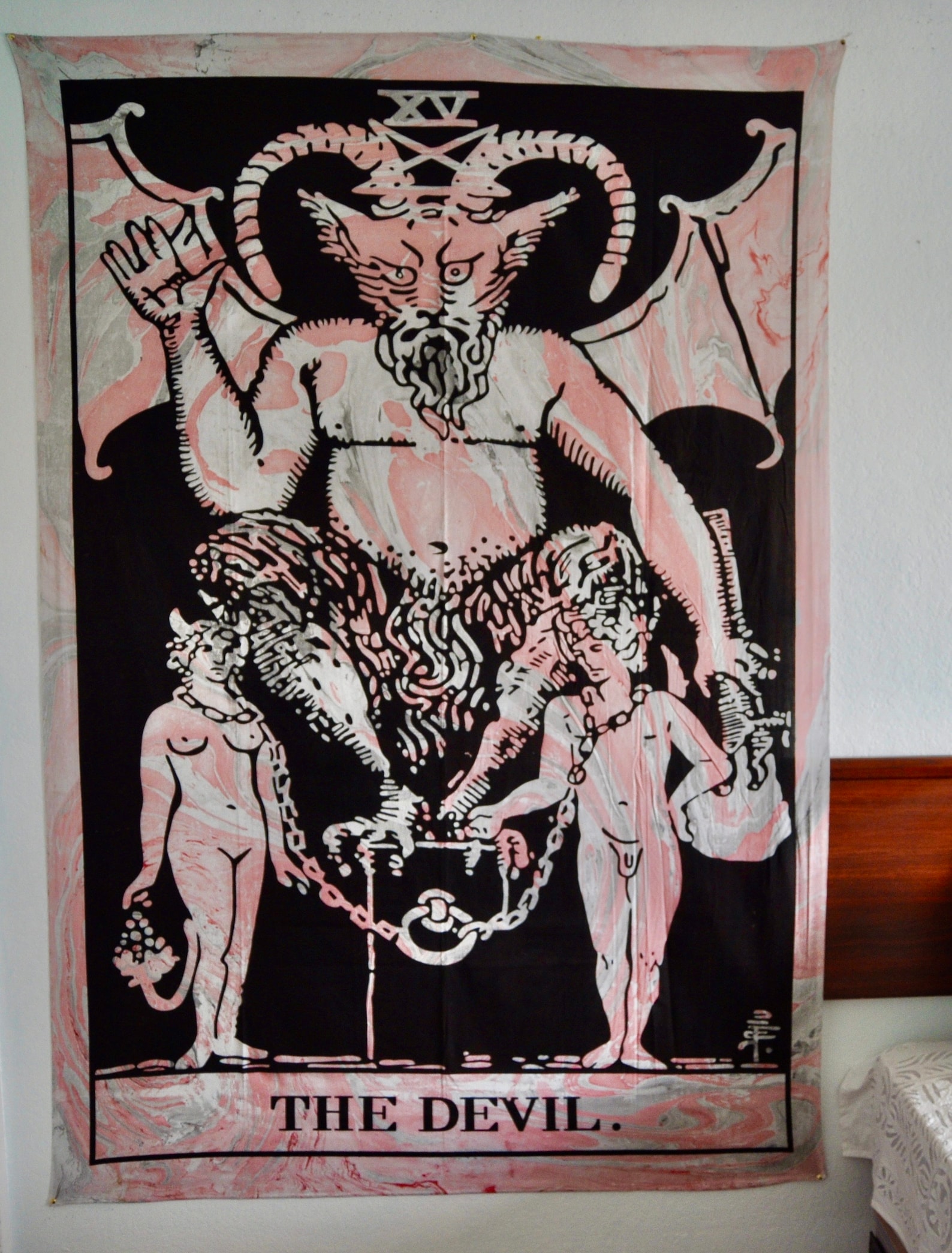 The Devil Tarot Card Tapestry Marble Color the Devil Etsy