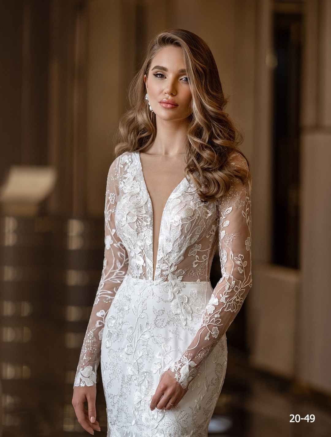 Open Back V-Neck Wedding Jumpsuit Dresses