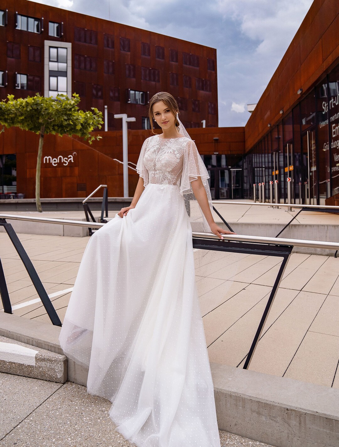 Simple Long Wedding Dress Beach Wedding Dress Unique Wedding Etsy