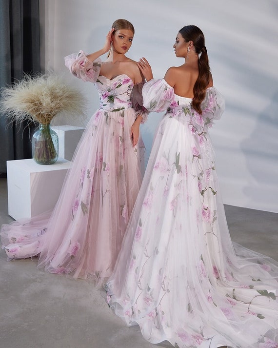 Saidmhamad Off The Shoulder Hand Made Flowers Pink Ball Gowns Beach Bridal  Dress With Color Wedding Dress Vestidos De Noiva From Everlastinglovedress,  $153.4 | DHgate.Com