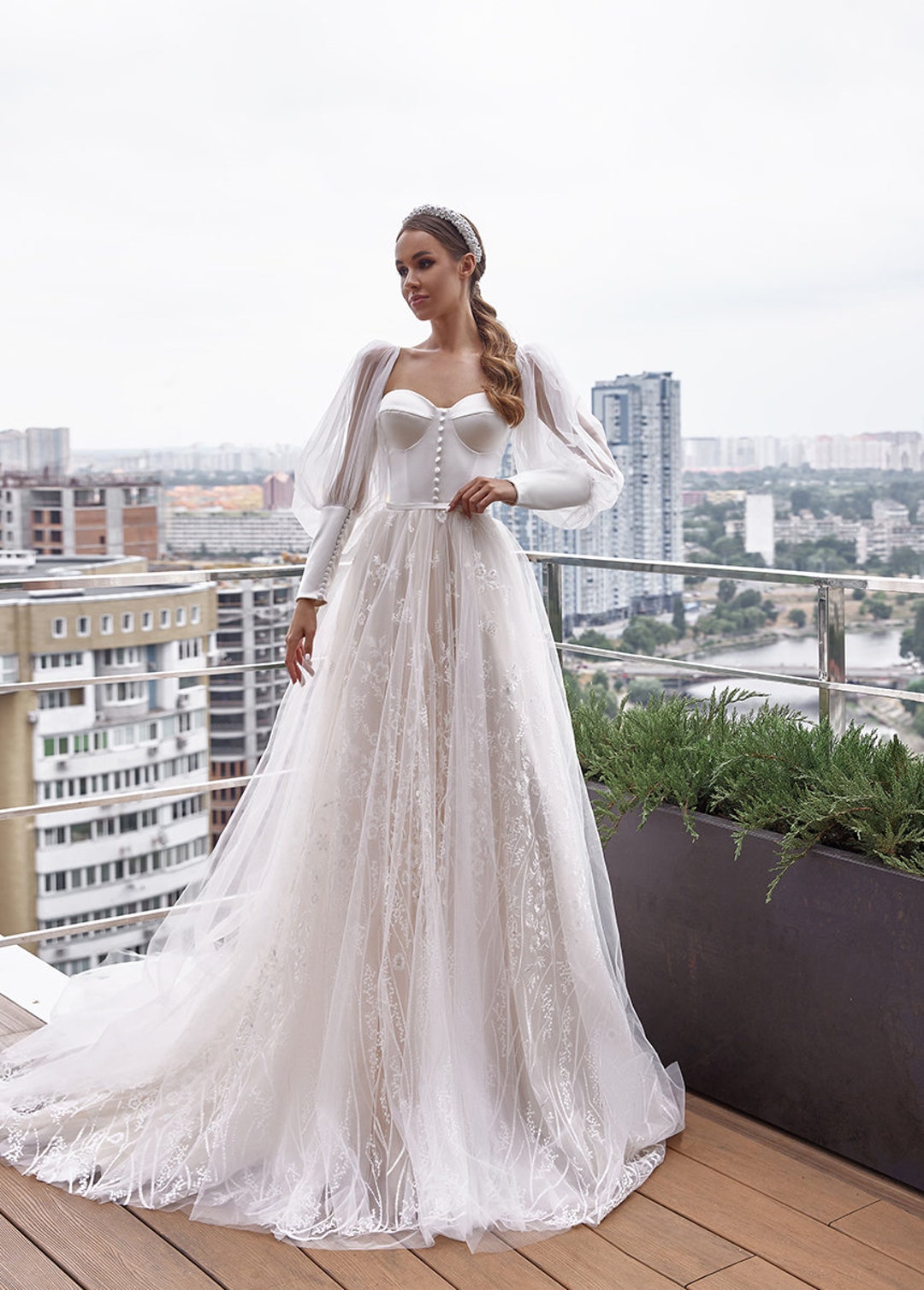 Romantic Style Wedding Gown Wedding Dress 2023 Modest Long - Etsy