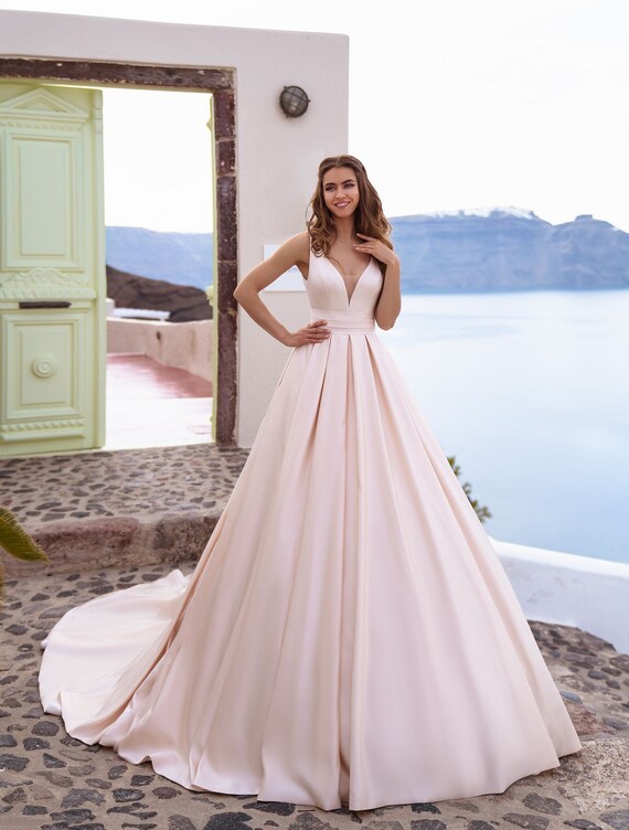 Ivory Blush Wedding Dress Simple Wedding Dress Modest - Etsy Singapore