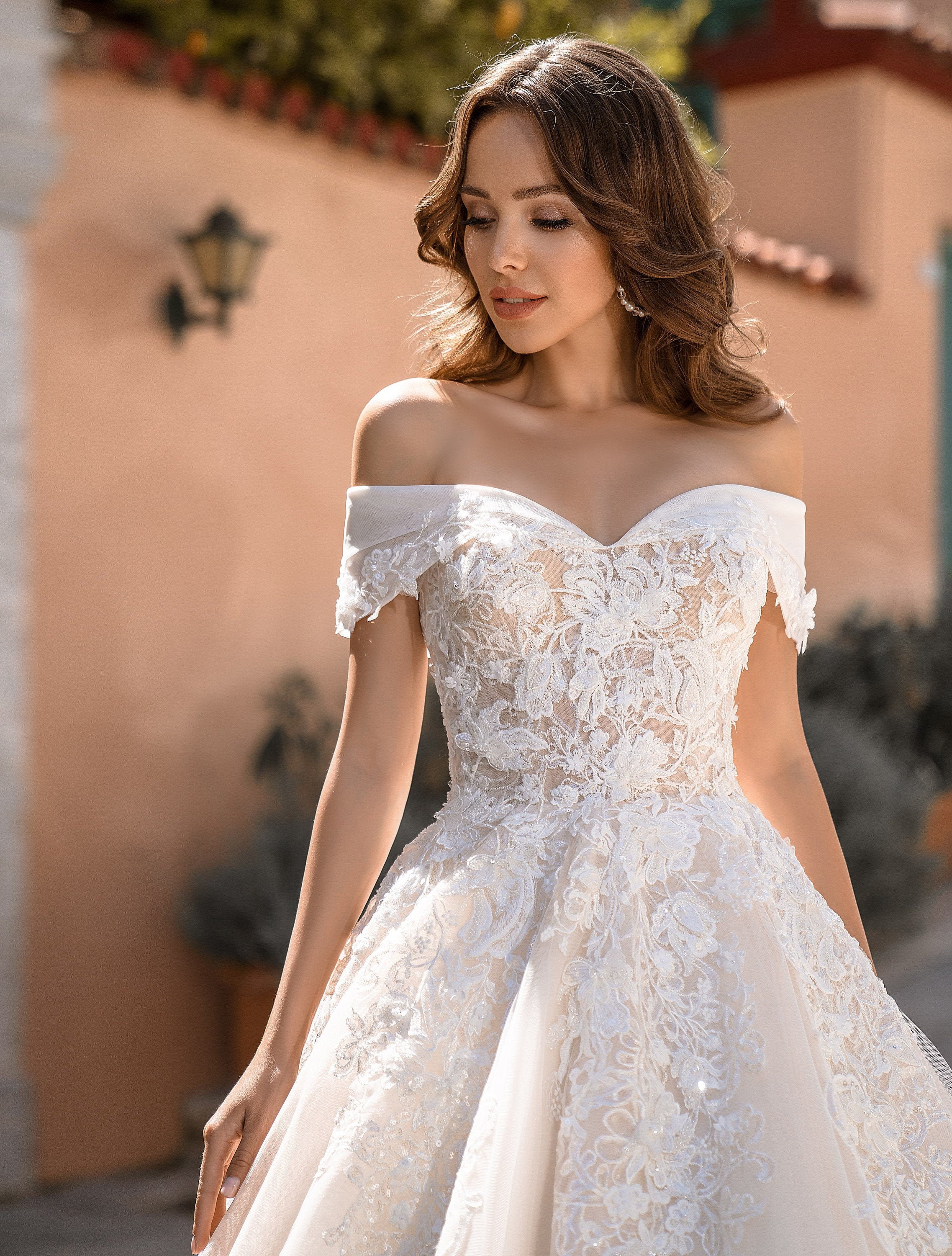 Off the Shoulder Wedding Dress White Bridal Gown Wedding - Etsy Singapore