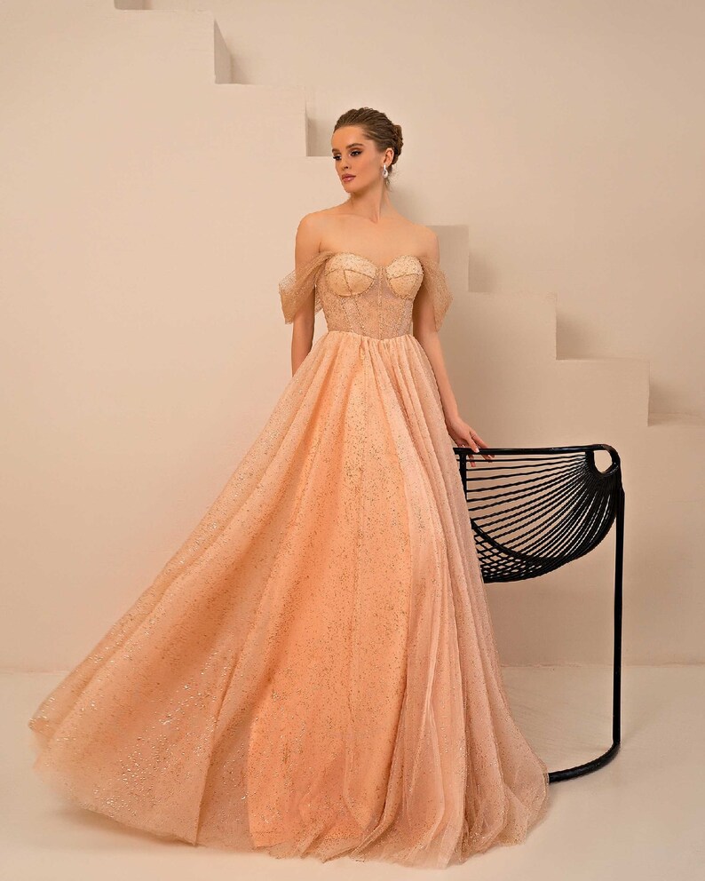 Off the Shoulder Evening Gown Wedding Guest Dress Formal Etsy