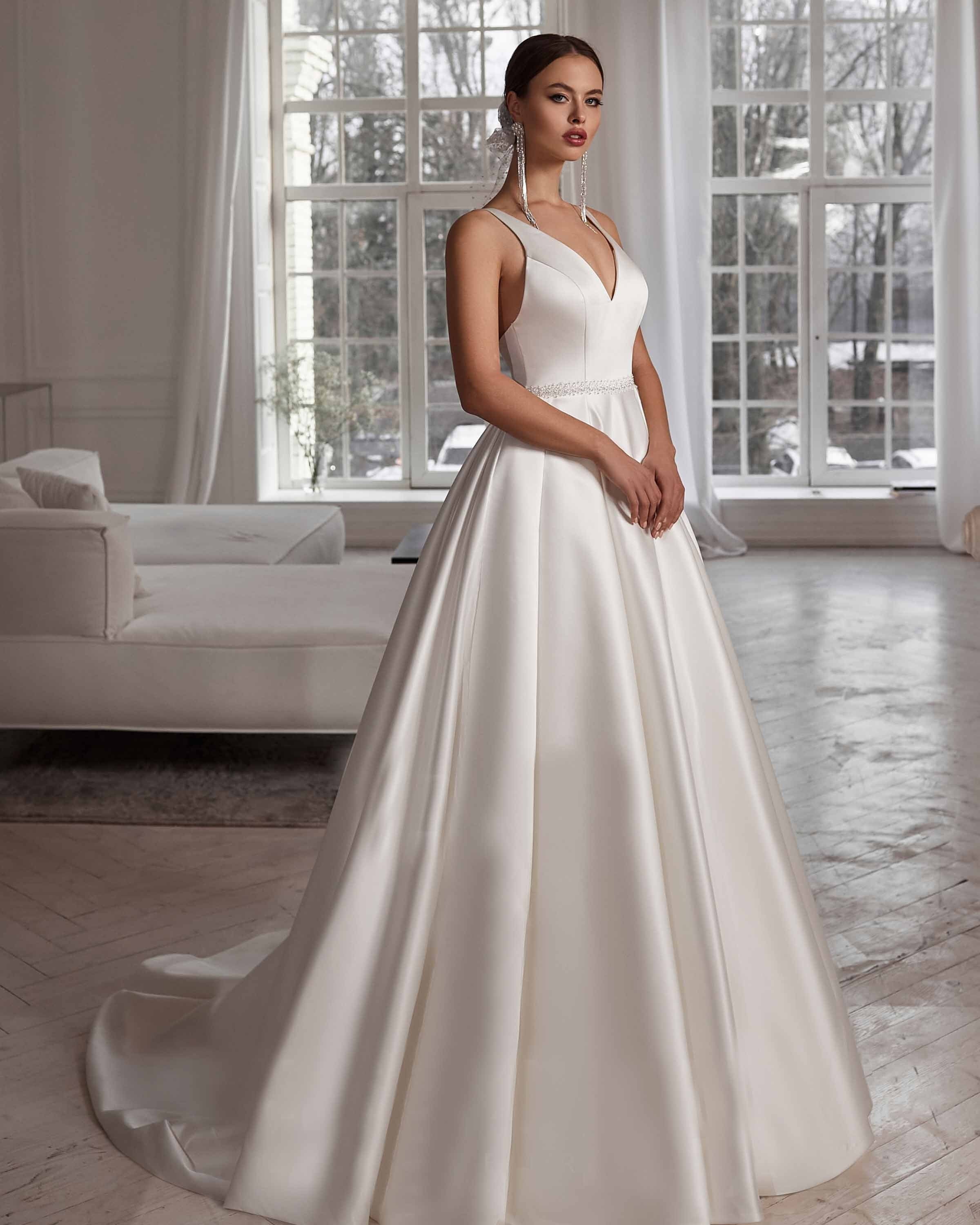 Satin Light Dress, White Bridal Gown, Long Dress, Bridal White Elegant  Dress, Star Wedding Dress, Celestial Dress, Modern Wedding Dress -   Ireland