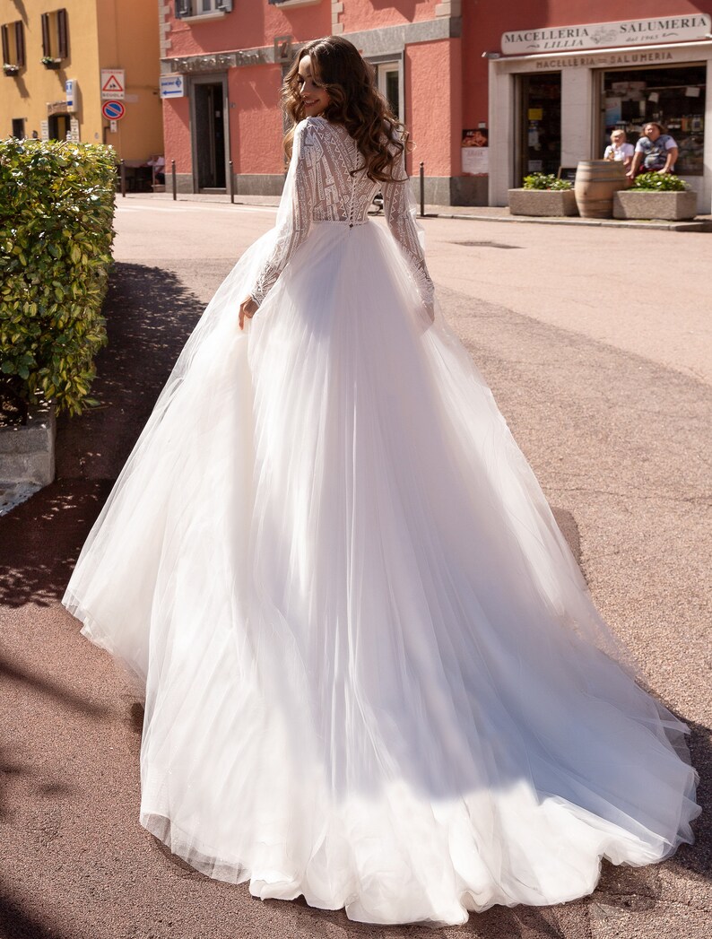 Princess Dress Illusion Lace Wedding Dress With Long Sleeves. - Etsy