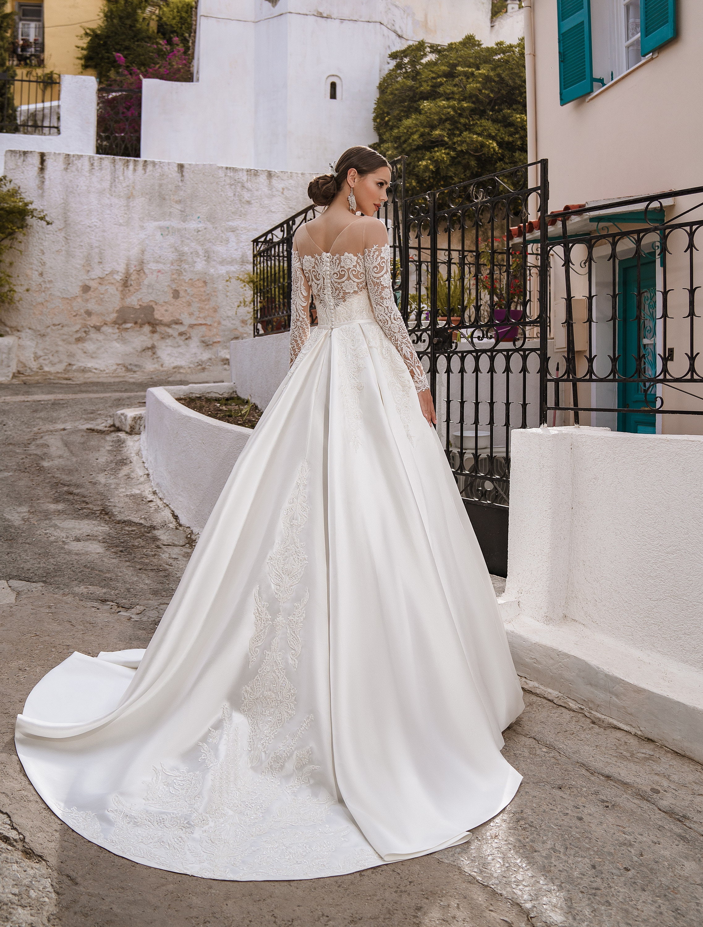 Off Shoulder Long Lace Long Sleeves Wedding Dress Bridal Gown   fg7492 main image 1