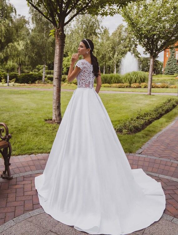 Wedding Dress With Pocket, Long Wedding Dress, Simple Elegant Dress, Satin  Dress, Dress Tulle, Bohemian Dress, Romantic Wedding Dress - Etsy Australia