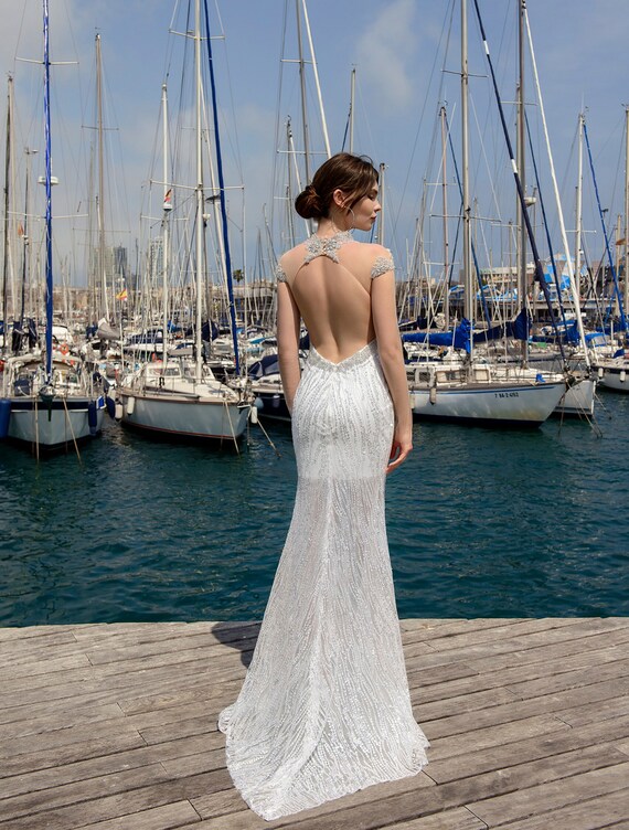 Mermaid Sexy Dress High Neck Dress Women Wedding Dress - Etsy