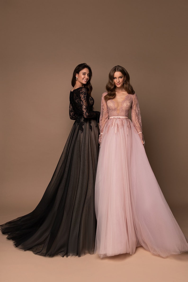 Bridesmaid Dress Tulle Dress V-Neck Maxi Dress Party Dress image 2