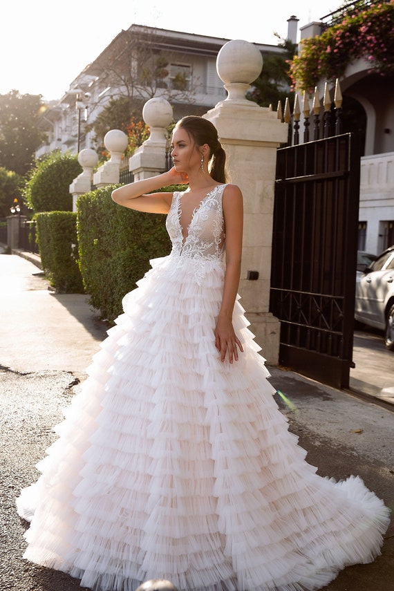 white simple wedding dress