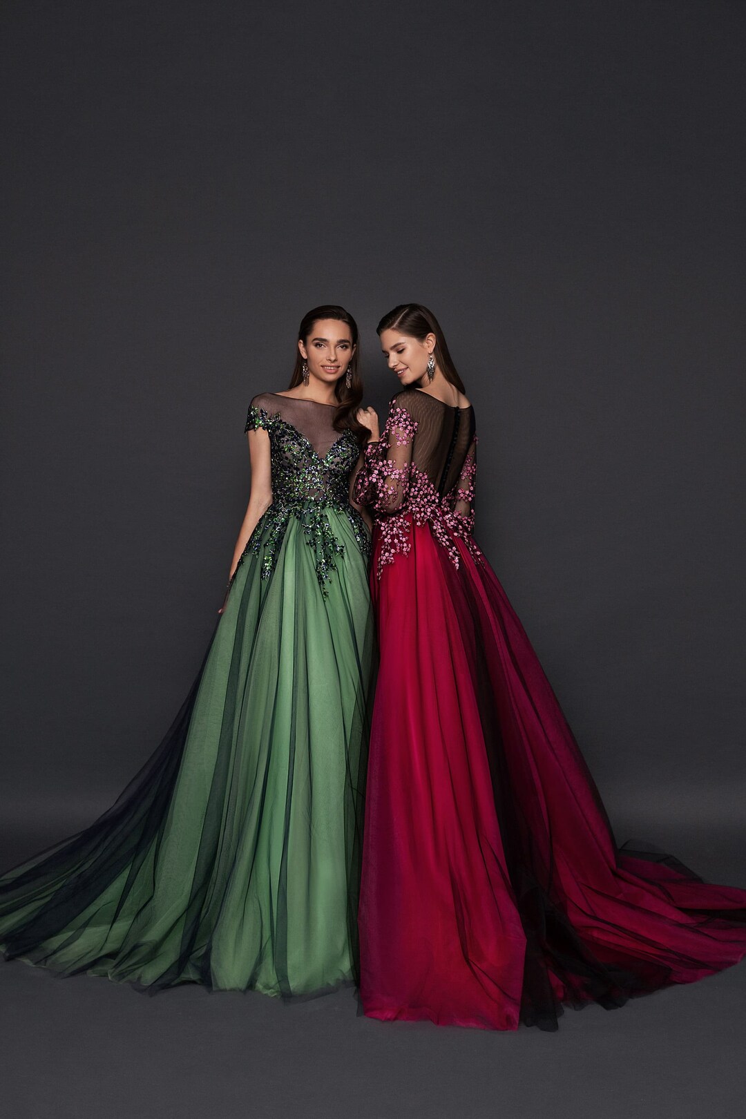 Long Satin Dress, Vintage Dress, Engagement Gown, Christmas Women Dress