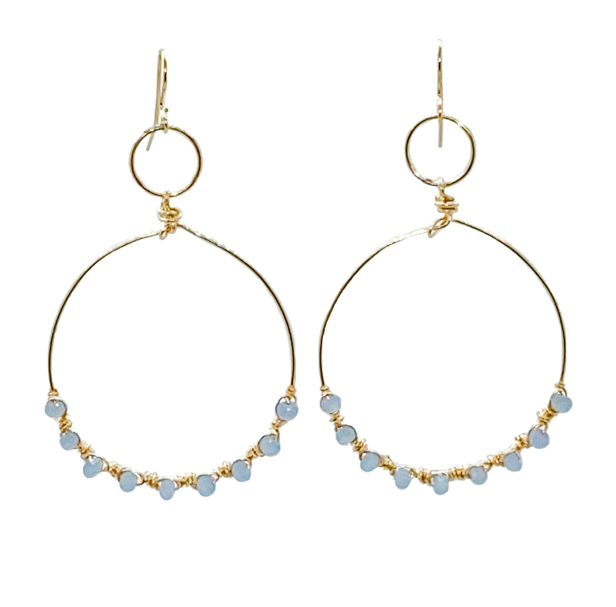 Double Hoop Crescent Earrings Handmade 14K Gold Filled Sterling Silver ...