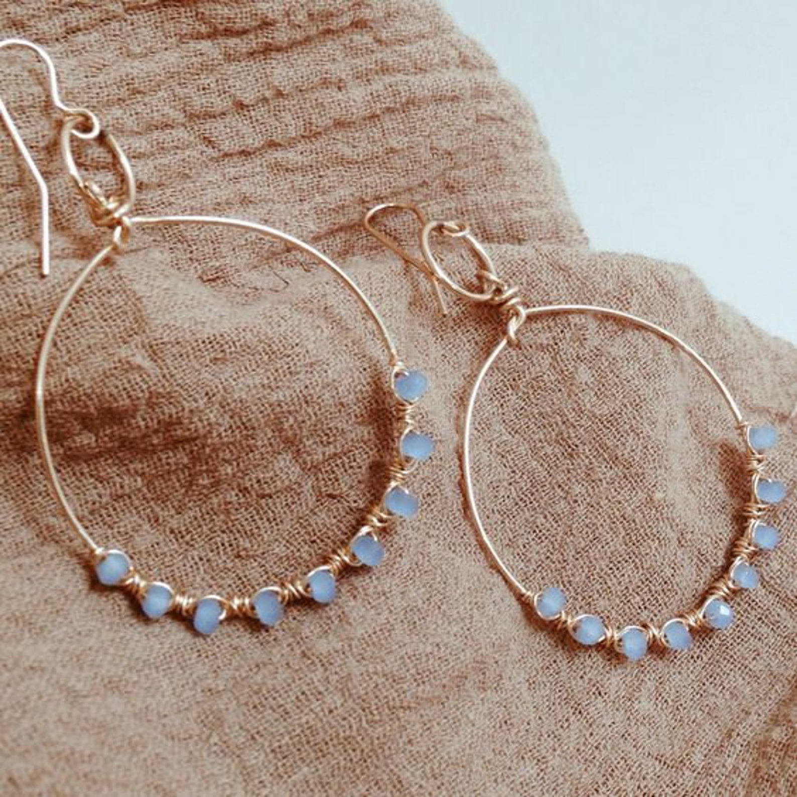 Double Hoop Crescent Earrings Handmade 14K Gold Filled Sterling Silver ...