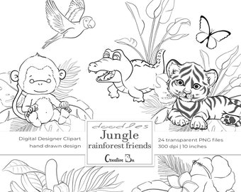 Rainforest Coloring Etsy Rainforest Coloring Etsy