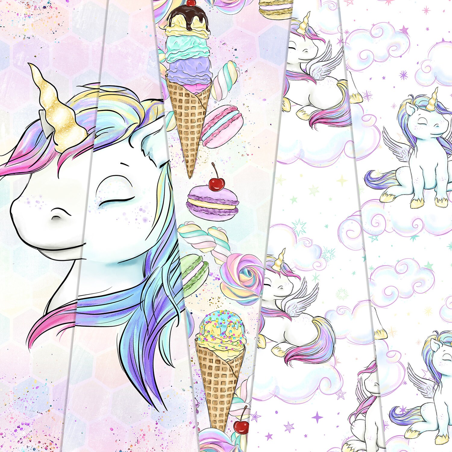 Unicorn Face Seamless Pattern Girl and Boy Unicorn Digital | Etsy