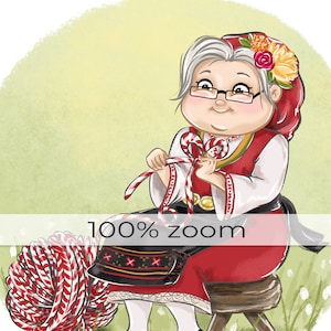 Granny March Knitting Clipart Illustration Baba Marta Clipart Bulgarian Folklore Ethnic Clipart Martenica Yarn Needlework Illustration PNG image 4