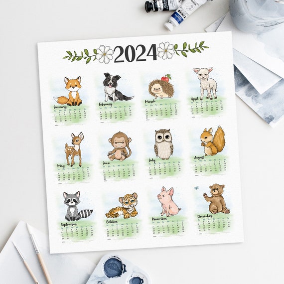 Calendrier 2024 Animaux Sauvages, PAPETERIE, AGENDA / CALENDRIER -  Maxilivres