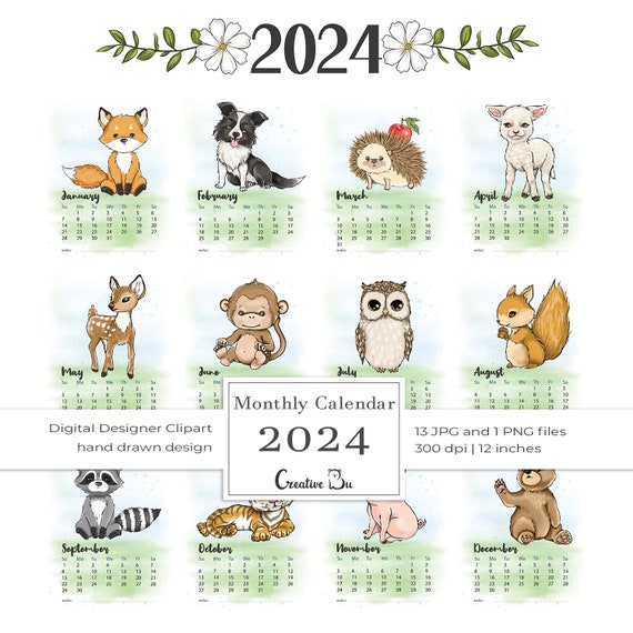 Calendrier Bebes Animaux 2024