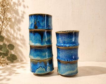 Handmade Japanese-Style Tea Cups – Blue Glaze Pottery