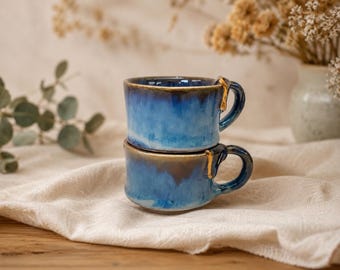 Set of Handmade Espresso Cups with Saucers