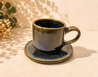 Handmade Espresso Cups with Saucers