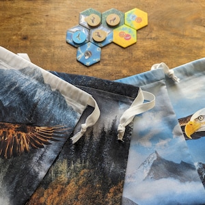 Cascadia Board Game Tile Bag: Cotton Drawstring Pouch, Animal Print (20cmx20cm)