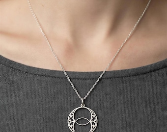 Vesica piscis pendant in 925 silver, 22 mm openwork.