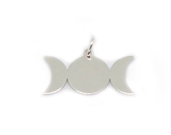 Dreifachmond-Göttin Hekate-Anhänger, Moissanit-Göttin, keltischer Mond, Wicca-Halskette, dreifache Göttin, keltisches Symbol, Hexenschmuck, magischer Schmuck