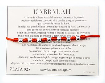 Rotes Kabbalah-Armband und sieben 5-mm-Kugeln aus Sterlingsilber