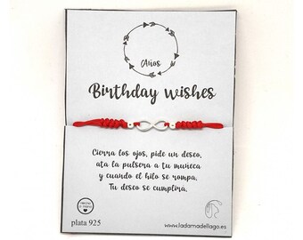 birthday wishes bracelet, macrame and infinity in Sterling Silver, gift for birthday, birthday wishes, amulet, sweet 16, meaning