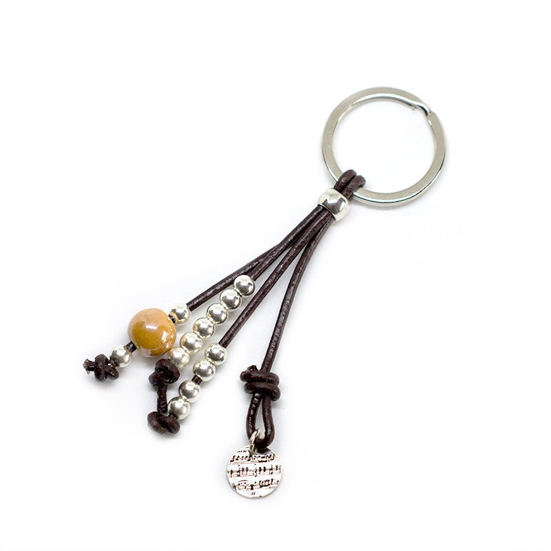 12 Mm Sheet Metal Keychain Mounted on Brown Leather and 925 Sterling ...