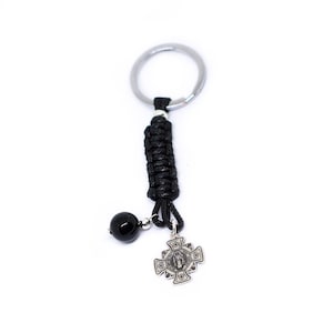 Saint Benedict cross key ring silver 925
