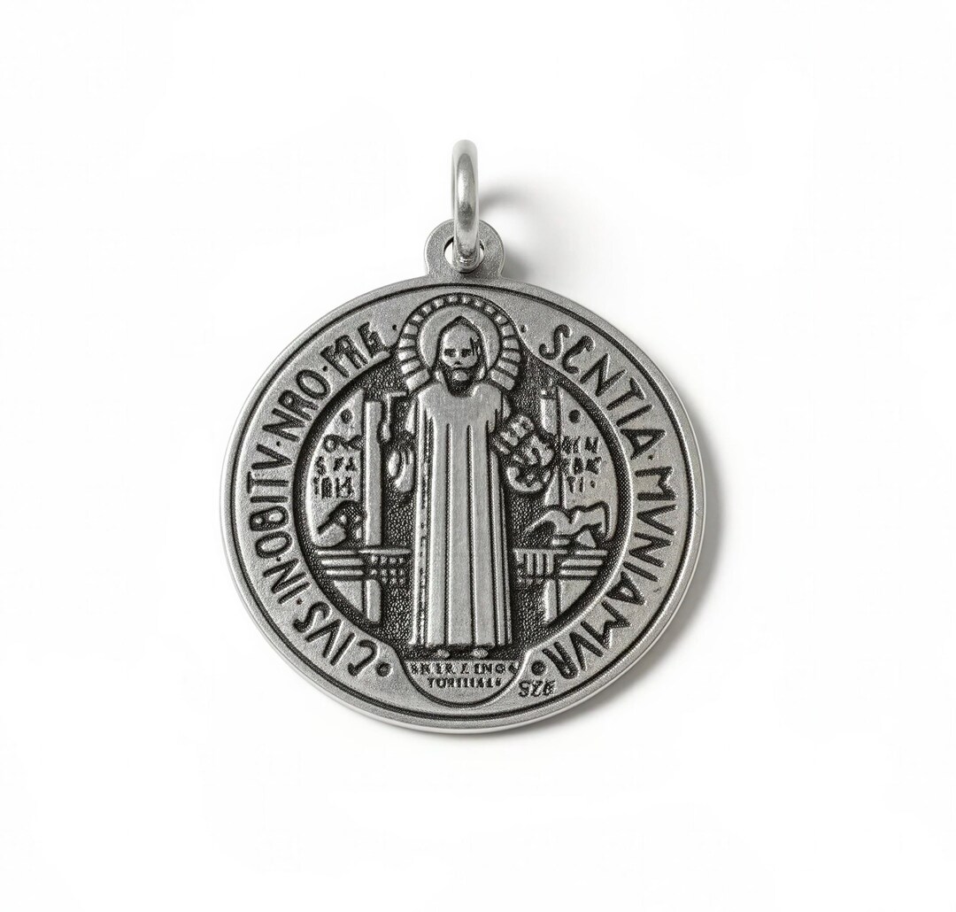 Saint Benedict Medal Pendant 12 Mm Sterling Silver 925. - Etsy