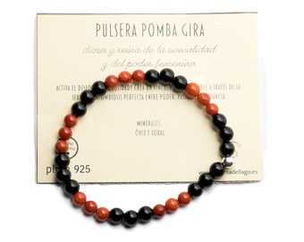 Pomba tour elastische onyx en koraal armband, magie om liefde aan te trekken, wekt sensualiteit, vrouwelijk geschenk, heks, empowerment, vriendje