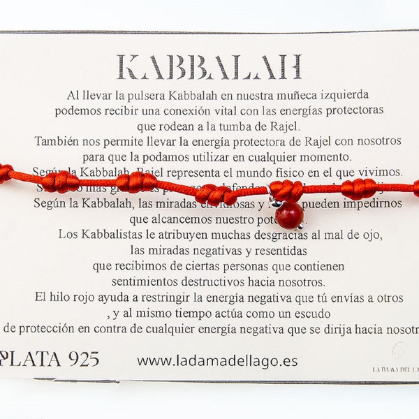 Kabbalah-Armband aus roter Seide und sieben Knoten mit Koralle aus Sterlingsilber, Hindu-Schutzamulett, spirituelles Geschenk, 7-Knoten-Armband