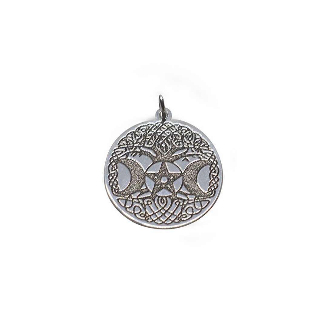 Celtic Pendant 24 Mm Tree of Life Triple Moon Goddess in 925 Silver ...