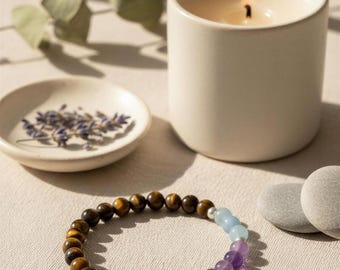 Elastische armband tegen angst, vervaardigd van 925 sterling zilver. Een armband voor verlichting van angst, rust en harmonie. Bevat een heilige code.